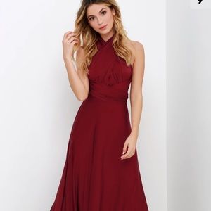 Lulus Burgundy Convertible Maxi Dress